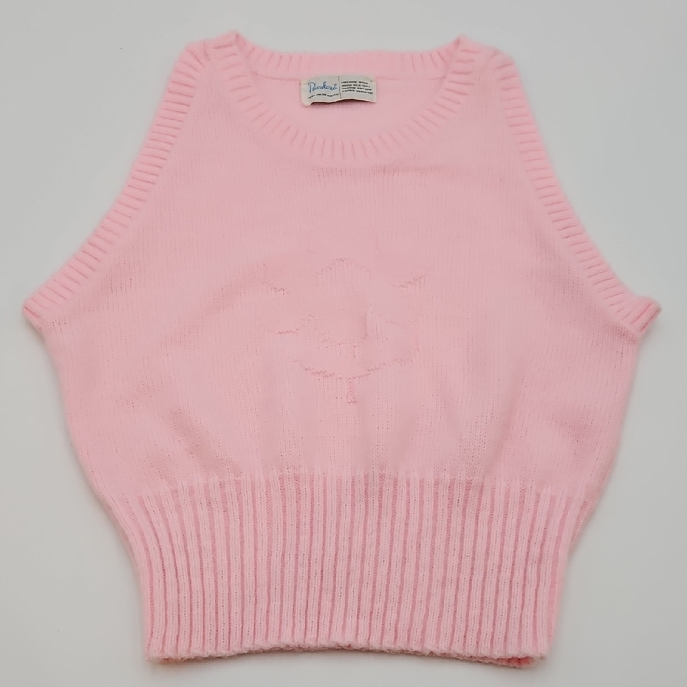 Vintage Pandora Pink Flower Sleeveless Sweater Kids 80s